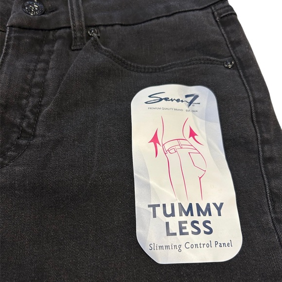 Seven7 Womens Black Distressed Dark Wash Tummyless High Rise Skinny Jeans Size 6 - Picture 4 of 8